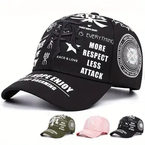 Artistic Full-Print Text Baseball Cap – Max Street Cool Vibe! Multiple Colors, Become an Art Fashion ICON in Seconds
