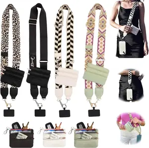 Crossbody Phone Strap with Zip Pouch: Stylish, adjustable clip holds phone & wallet. Portable, comfortable accessory for hands-free convenience
