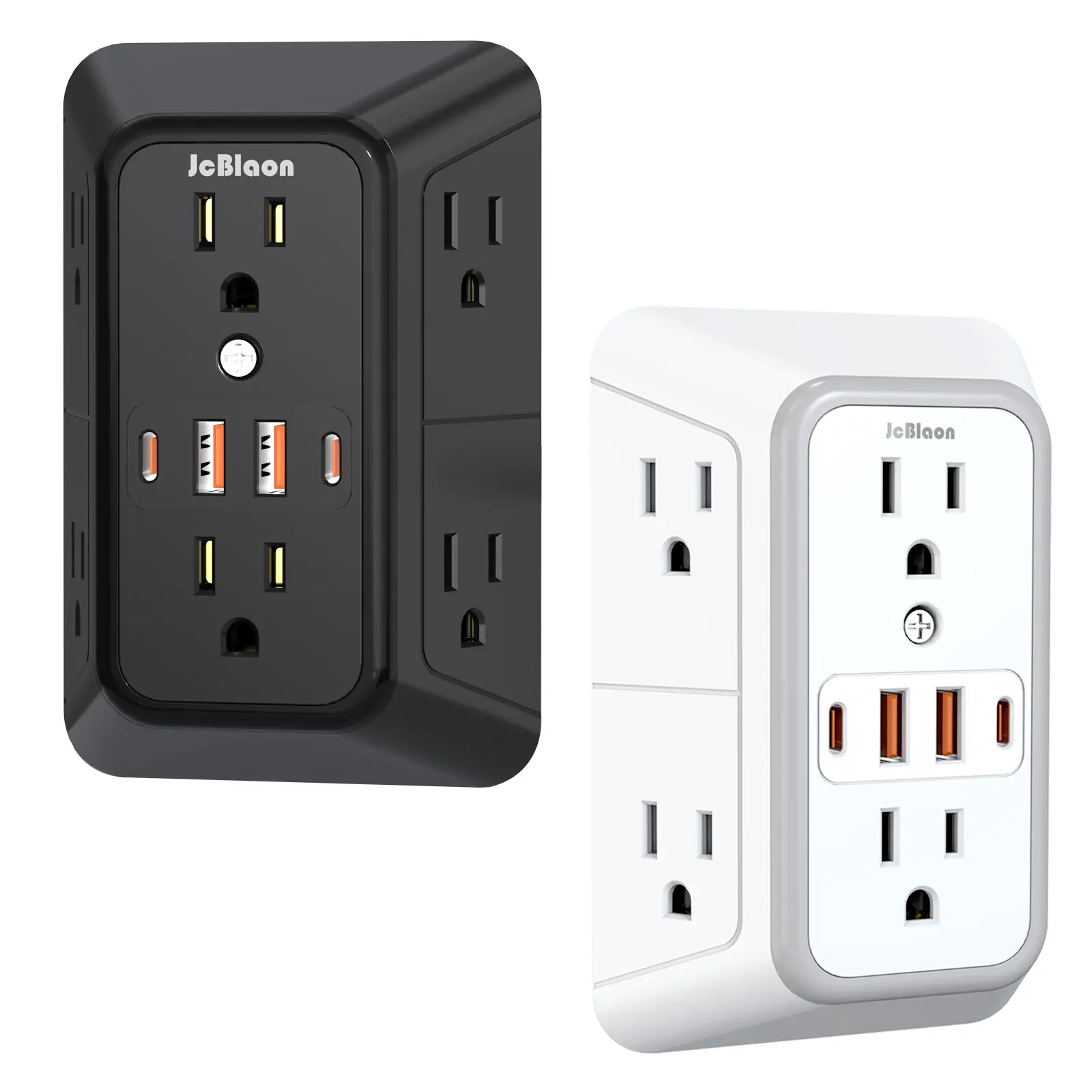 2-Pack Surge Protector Multifunctional Power Strip With Usb Extender, Power Socket Expander, 6 Ac Outlets & 4 USB Ports (2 USB-C), Wall Plug Charger Adapter, Home Office Dorm Use