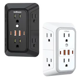 2-Pack Surge Protector Power Strip Extender, Power Socket Expander, 6 Ac Outlets & 4 USB Ports (2 USB-C), Wall Plug Charger Adapter, Home Office Dorm Use