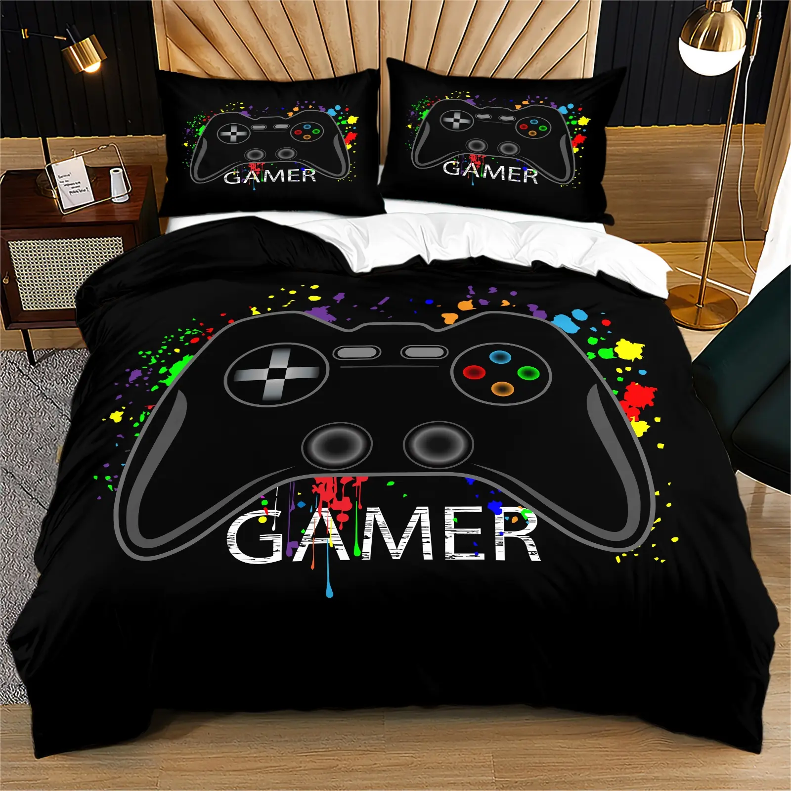 Color graffiti gamepad quilt cover