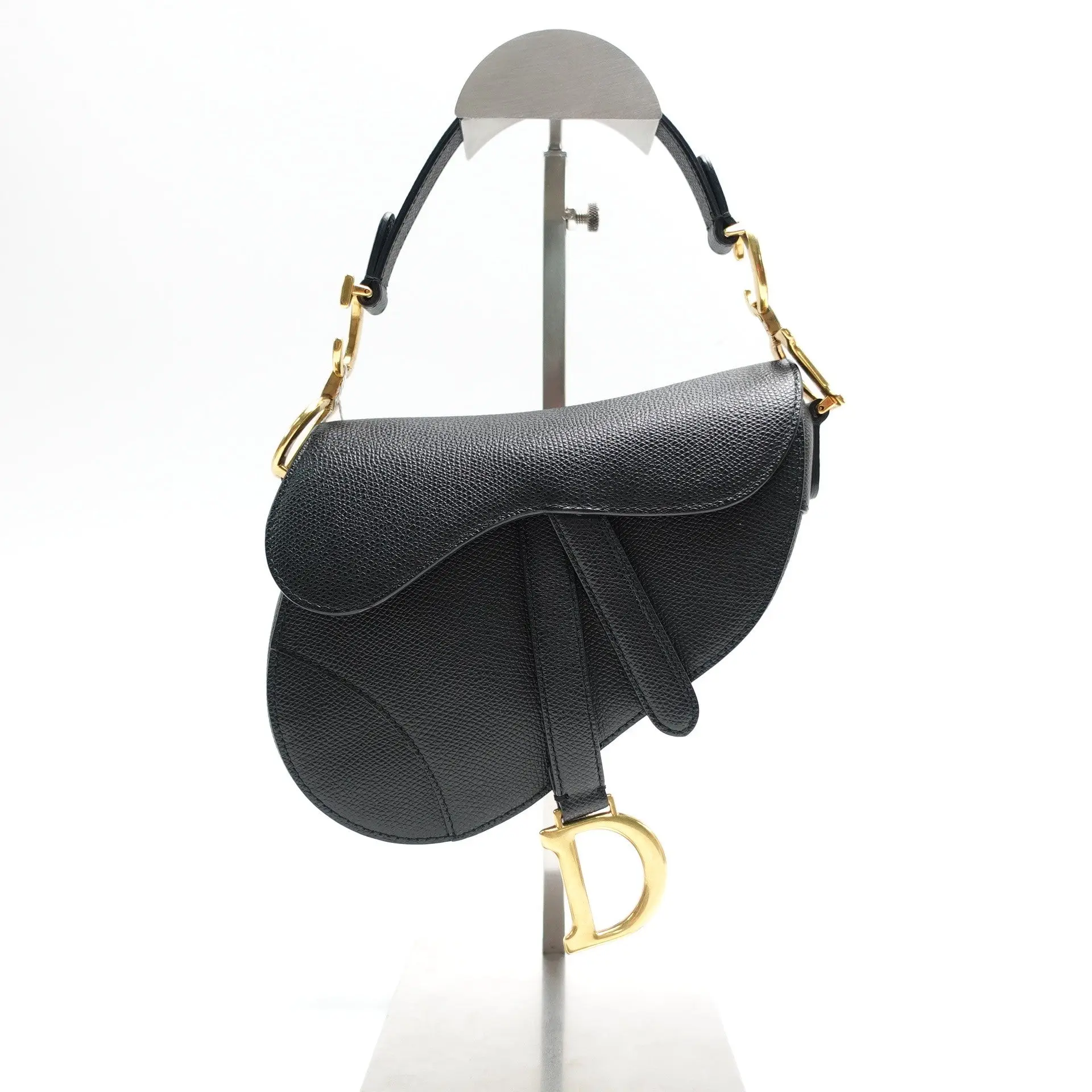 Pre-owned Dior smooth leather Mini Saddle Bag Mini Black Leather Saddle Bag T10430994