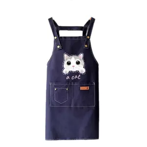 Cat Apron With Cross-Back Straps and 3 Pockets – Adjustable Canvas Kitchen Apron That’s Cute, Functional, and Built for Feline Fans