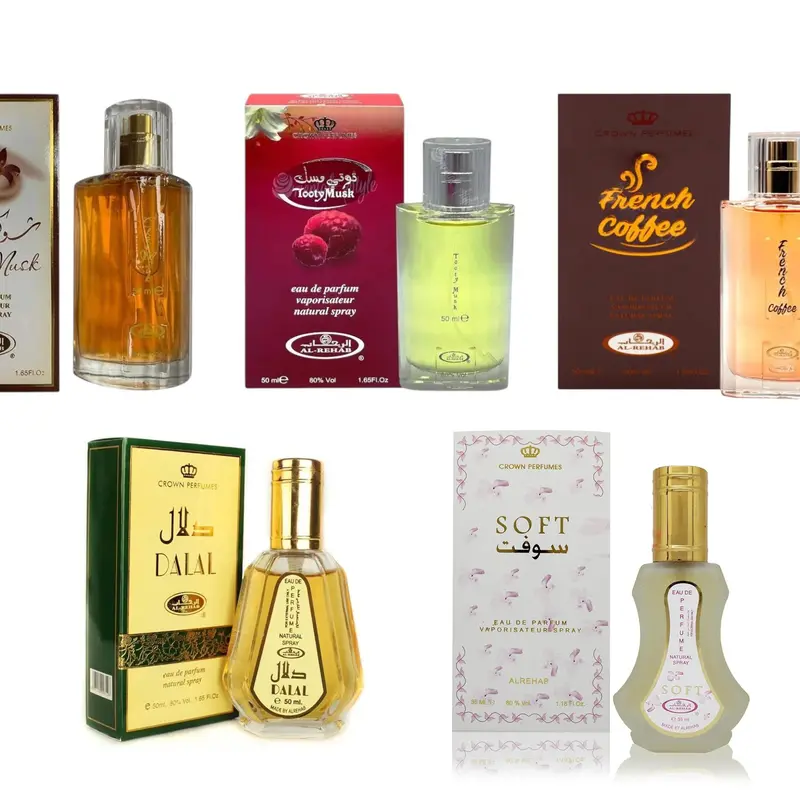 (5pc Bundle Pack) 50ml Choco Musk + Tooty Musk + French Coffee + Dalal + 35ml Soft Perfume Spray by Al-Rehab