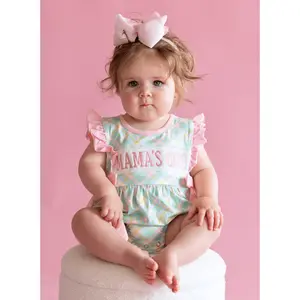 Mama’s Girl Pastel Plaid Smocked Ruffle Bubble Romper