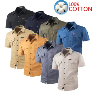Men’s outdoor short-sleeve shirt for spring and summer—breathable, multi-pocket casual collared shirt.