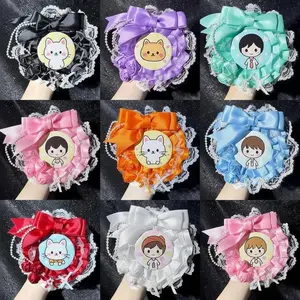 Handmade Ribbon Kawaii Badge Holder Ornament Cute Lace Anime Pins Display Holder DIY Bow Lolita Itabag Decoration Girls Gifts