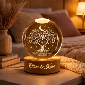 Personalized Crystal Keepsake Globe, Custom Couple Anniversary Gift, Engraved Love Memory Decor, Romantic Wedding Gift for Him & Her, Family Memorial Keepsake