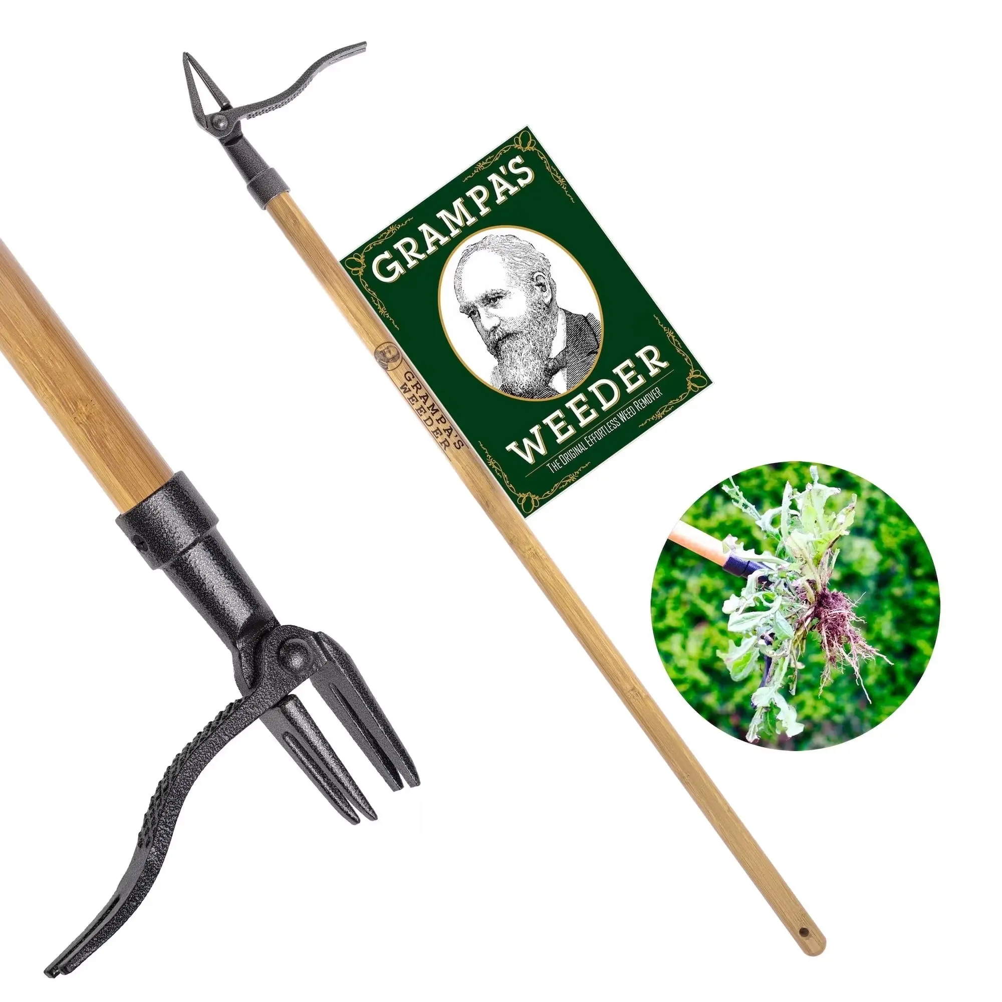 The Original Stand Up Weed Puller Tool With Long Handle - Made With 4-Claw Steel Head Design - Easily Remove Weeds Without Bending, Pulling, or Kneeling