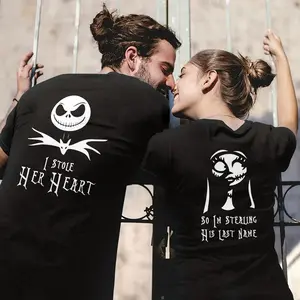 Jack And Sally Couple Hoodie, I Stole Her Heart And So Im Stealing His Last Name Matching Shirt, Anniversary Gift
