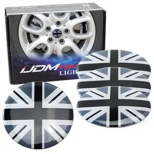 iJDMTOY Black/Grey Union Jack UK Flag Style Wheel Center Cap Covers For Mini Coopers R50 R51 R52 R53 R55 R56 R57 R58 R59 R60 R61 F55 F56, etc