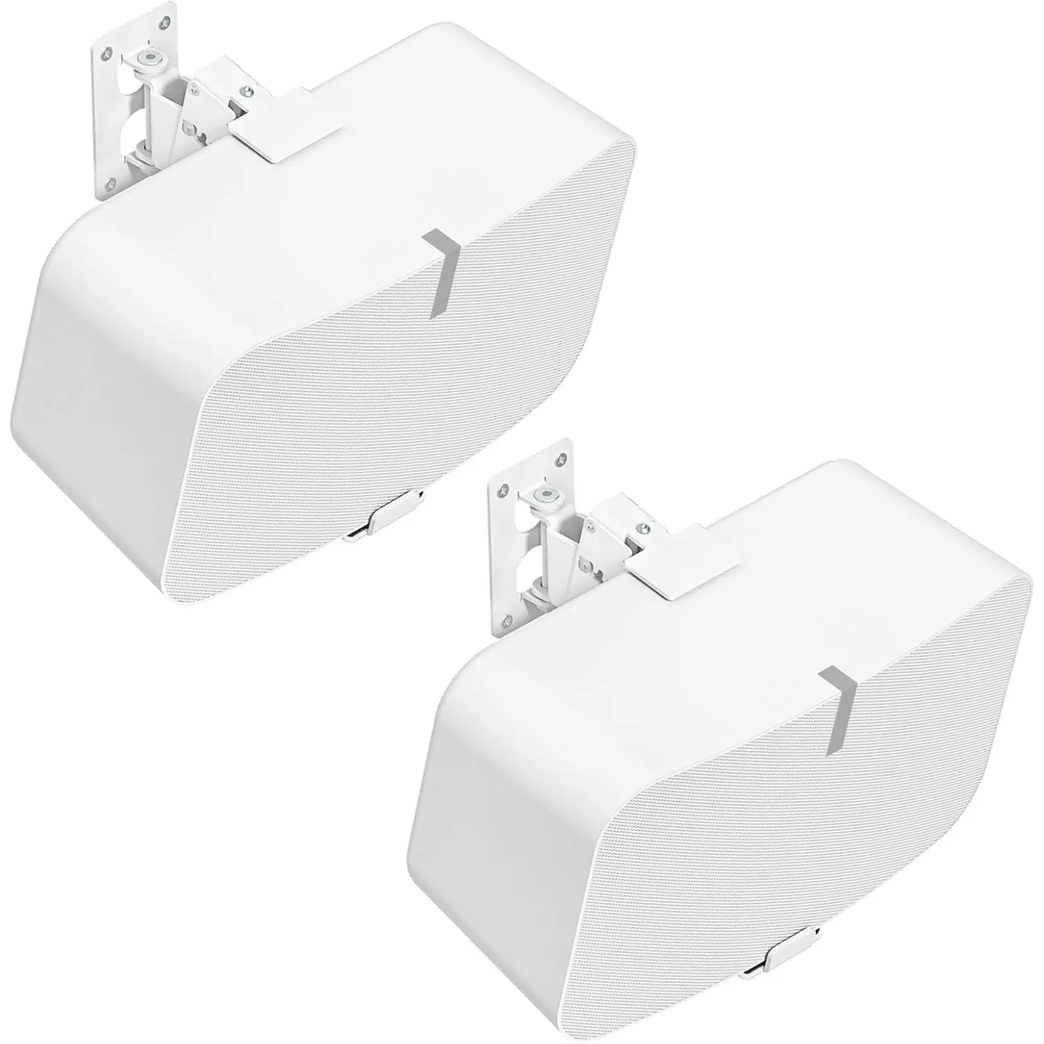 White Heavy Duty Steel Speaker Wall Mounts Pair with Cable, Tilt & Swivel Adjustable Accessories for Sonos 5 & Sonos Play 5 Gen 2 Wall Mounting Brackets
