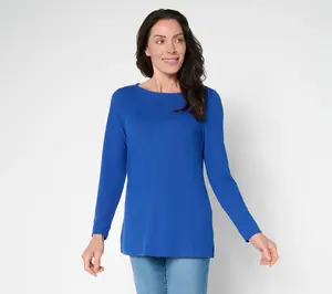 Denim & Co. Essentials Regular Heavenly Jersey Boat Neck Tunic