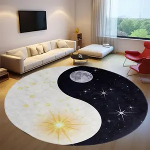 Yin Yang Pattern Round Floor Mat, Creative Soft Floor Carpet, Decorative Area Rug, Non-slip Floor Mat for Home Living Room Bedroom, Home Decorative Rugs