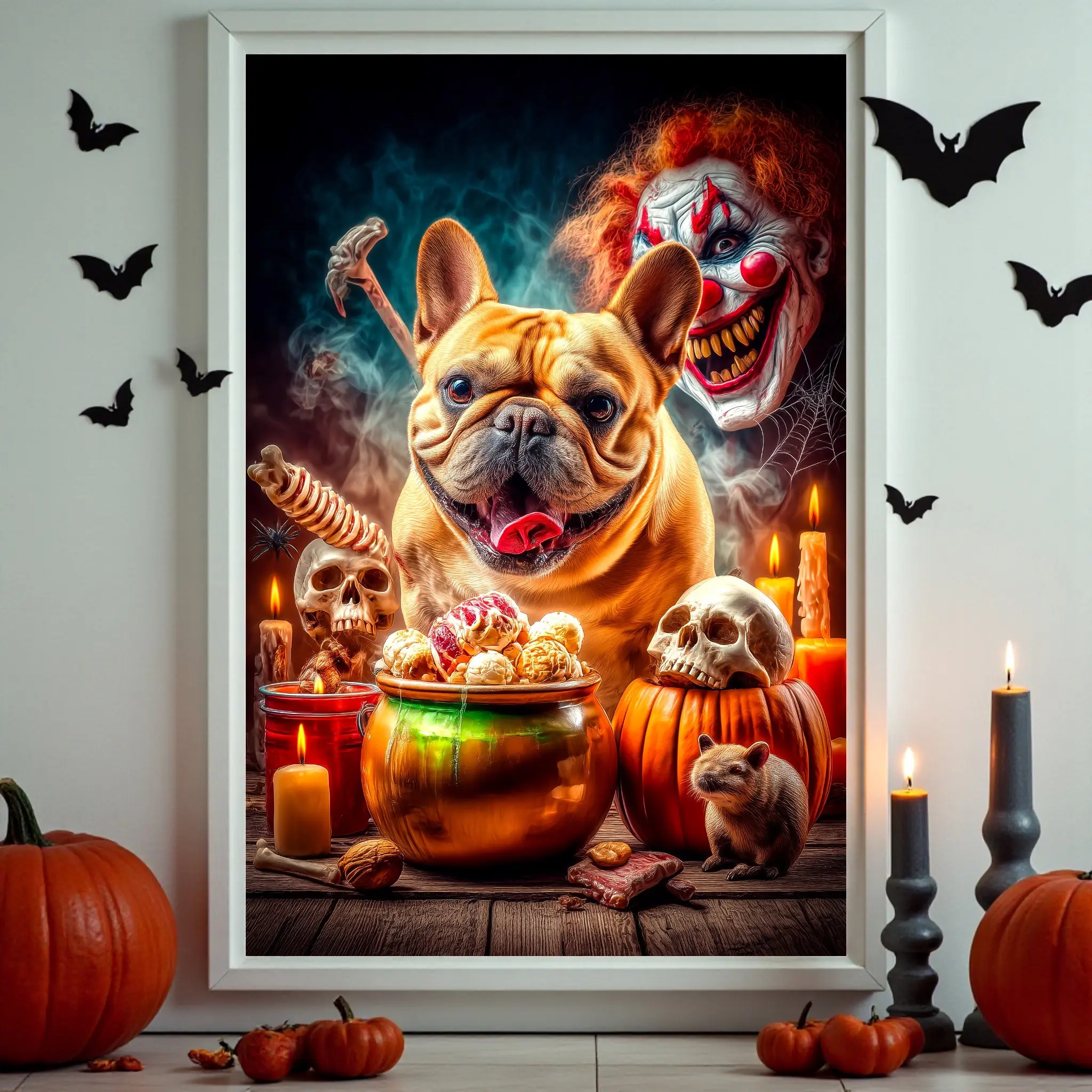 French Bulldog Halloween Poster: Spooky Gothic Home Decor A2 Print