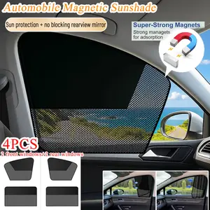 Car Side Window Sunshade Curtain Set, Magnetic Dual Panel Car Sunscreen Curtains Front + Rear Windows, UV Protection Privacy Drapes, Car Window Shades