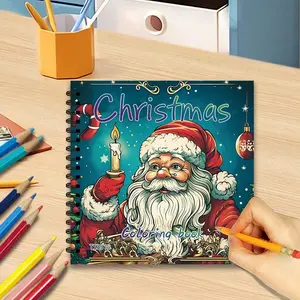 Christmas Themed Coloring Book, Santa Claus Pattern Spiral Coloring Books, DIY Painting Supplies for Holiday Gifts