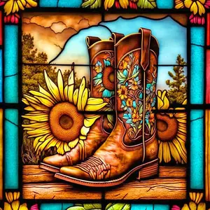 Sunflower & Cowboy Boots Pattern DIY Diamond Arts Colorful Painting Kit without Frame, DIY 5D Diamond Arts Colorful Painting Kit, Wall Art Decor for Home, Diamond Painting Kits