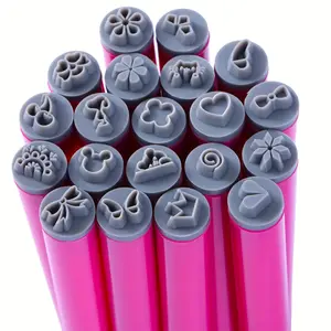 Nail Art Stamp Pen Set, Rose Red Handle Nail Polish Dotting Tool Kit, Artistic Easy Nail Tools, Dot And Doodle Designs, Odorless Plastic Stamping Kit for Creative Designs