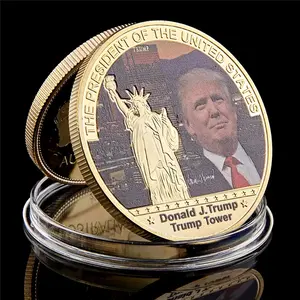 Donald Trump Commemorative Coin – Gold/Silver Plated Trump Tower “Make America Great Again” Coin in Protective Case