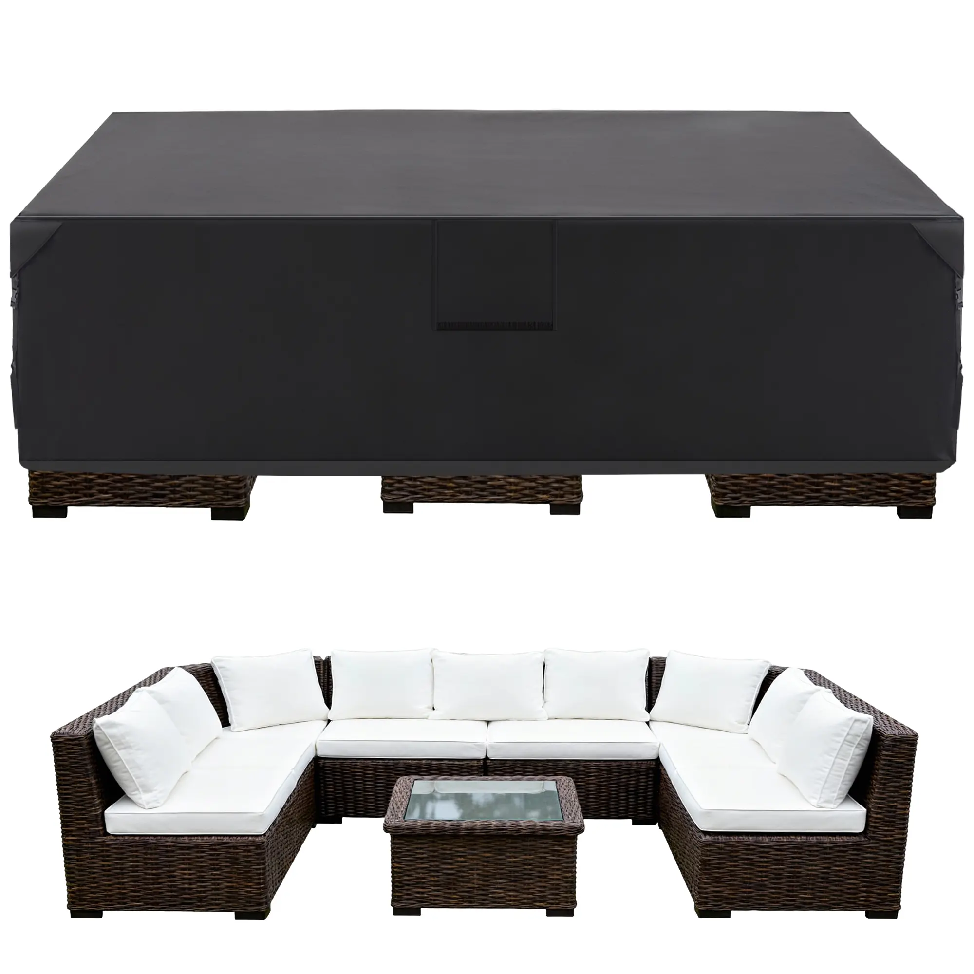 Heavy Duty Patio Couch Cover, Waterproof UV-Resistant for Outdoor Sofa & Rectangular Furniture Set