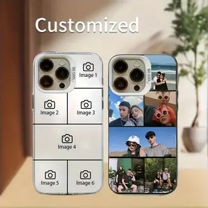 IPhone 12–17 compatible custom phone case for couples, 6-grid collage design, exclusive DIY, buy one get one free