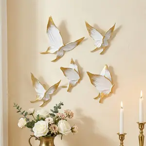 Butterfly Shaped Hanging Decor, 5 Counts/set Creative Resin Butterfly Pattern Design Wall Hanging Ornament, Wall Decor for Home Living Room Bedroom, Hangable