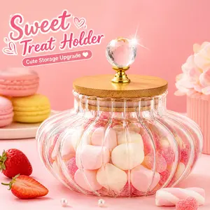 Airtight Glass Canister with Bamboo Lid and Natural Finish, BPA-Free Kitchen Pantry Food Storage Jar, Ideal for Candy, Coffee Canister, Flour