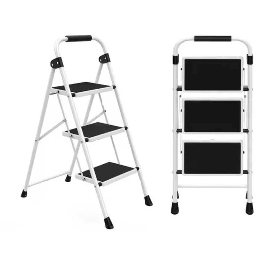 Alvantor Step Ladder,Ultra-Thin Folding Step Stools 330 lbs Capacity, 2-Inch Thin for Storage, Anti-Slip Pedals & Handrails, Sturdy Steel for Home