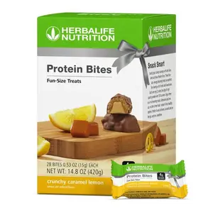 Herbalife Crunchy Caramel Lemon Flavor Protein Bites - 28 Bite-Size Snack Pieces with Protein Blend, Cereal, Sweet Taste for Adult Daily Nutrition Support