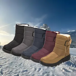 Women's Waterproof Snow Boots - Warm Anti-Slip Padded Platform Boots with Velcro Closure & Soft Sole for Winter Outdoor Use - Footwear - Girl