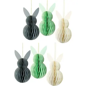 3pcs Easter rabbit Hanging Honeycomb Tissue Paper Lovely Animal Designing Ornaments Enhances Holiday Decoration For Various Setting Ornament Party Decorations Party Decoration Supplies