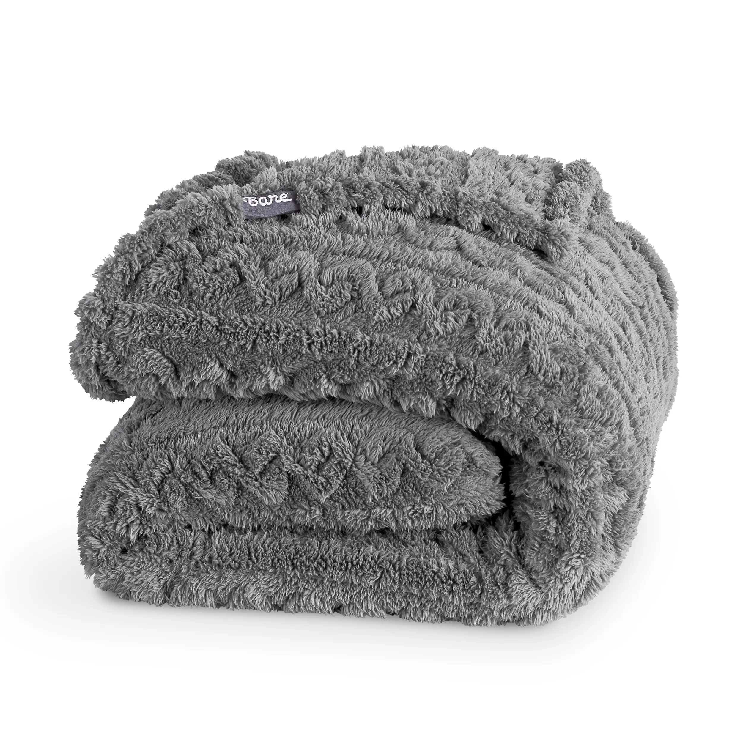 Bare Home Cable Knit Sherpa Blanket, Cozy Warm Sofa Blanket for Bedding & Living Room Use, Cozy Warm Blanket