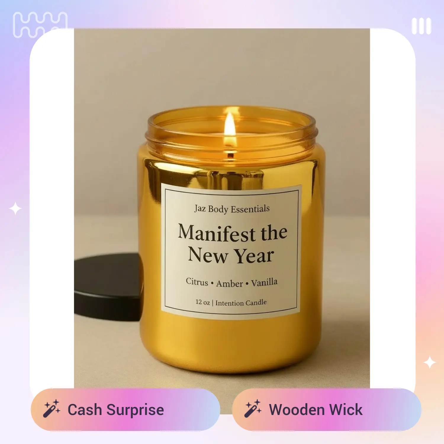 Luxury Money Candle with Coconut Apricot Wax Blend Hand Poured Scented Candle with Cash Surprise Inside Minimalist Glass Vessel & Wooden Wick for Abundance & Prosperity Decor Fragrance Ornaments Perfume
