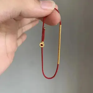 Real 925 Sterling Silver Round Beads Red Rope Blessing Bracelets for Women Fine Jewelry Minimalist Vintage Accessories