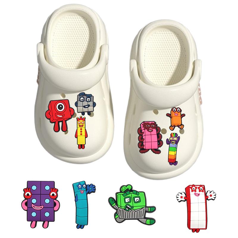 Cartoon Number Pattern Croc Shoe Charms for Kids Boys Girls Women Men PVC Wristband Sandals Clog Accessories Party Favor with Dragon and Character Designs Footwear