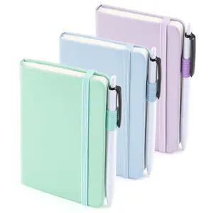 3 Pack Pocket Small Notebook Journals, Mini Cute Hardcover College Ruled Notepad Women Office Supplies, with 3 Black Pens, 3.5”x 5.5”, A6, Pastel Colors, Light Blue, Light Purple, Light Green