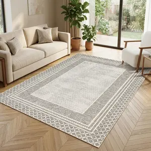 Garvee Vintage-style Border Rug Washable Printed Rug Soft Non-slip Foldable Ultra-thin Non-shedding for Bedrooms Dining Rooms Living Rooms Children's Rooms and Laundry Rooms carpet