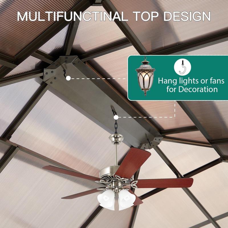 10' x 13' Hardtop Gazebo, Metal Gazebo with Aluminum Frame, Double Galvanized Steel Roof, Pergolas for Patios, Garden, Parties, Lawns，Khaki