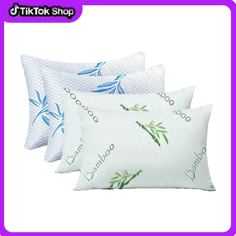 King Size Bamboo-Derived Rayon Pillows (2-Piece Set) -  Shredded Contoured, Customizable Soft/Firm Texture, Ideal for Back Sleepers