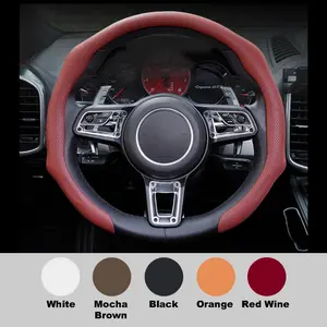 SUPEREVER Napa Nappa Leather Steering Wheel Cover New Quick Turn Non-Slip Breathable Ultra-Thin Universal Grip Cover Suitable for Four Seasons car accessories fathersdaygift