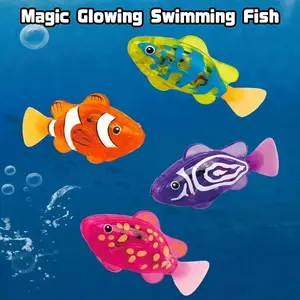 Children Electronic Fish Summer Bath Toy, Pet Swimming Machine Fish with LED Light, Sensory Fun Water Pool Bathtub Plaything Gift