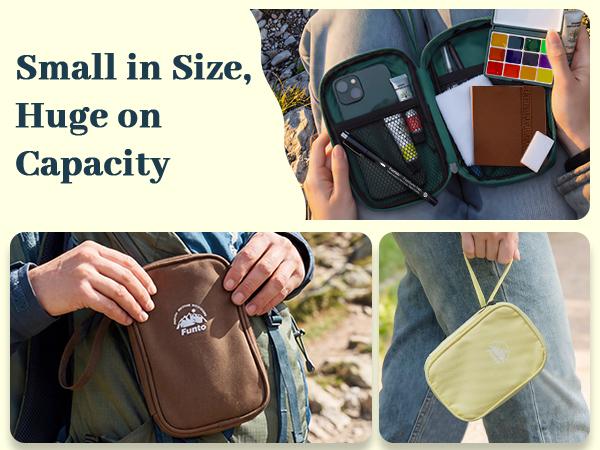 Funto Mini Watercolor Travel Set, 12-Color Refillable Travel Art Kit, All-in-One Mini Paint Supplies with Bag, Art Craft for All, Portable Water Color Paint for Beginners, lovers and Artists