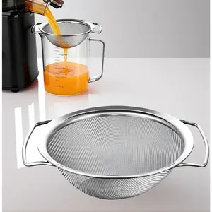remium Fine Mesh Filter Strainer for Nama J2 Juicer, 304 Stainless Steel Juice Pulp Strainer Screen, Bilateral Easy-Grip Handles, Dishwasher Safe & Universal Fit for Wide-Mouth Containers