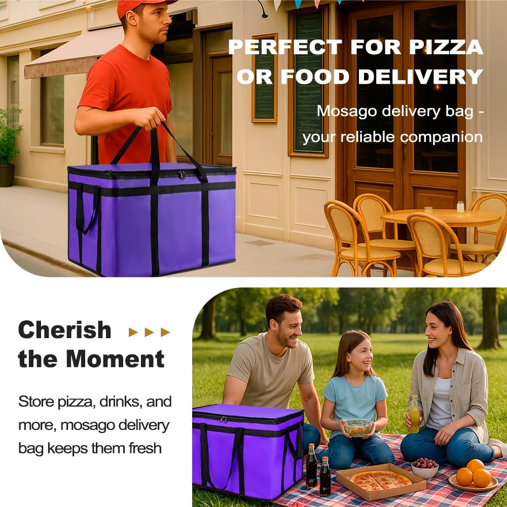Insulated Food Delivery Bag – Commercial Large Capacity Hot & Cold Tote, XXXL Pizza Warmer Cooler for Doordash, Catering & Party Supplies