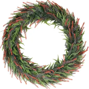 Front Door Artificial Wreaths Year Round Wreath Hanging Garland Orange Decor Plastic