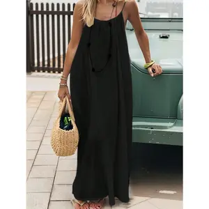 2026 New Women’s Backless Spaghetti Strap Lounge Dress, Soft Cozy Loose Fit Casual Homewear