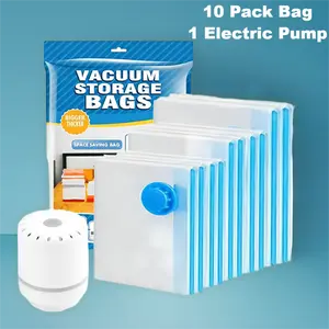 【Back to School】Vacuum Storage Bags with Electric Pump - 10 Pack Bag Set of 2 Large 4 Medium 4 Small Bags for Clothing Comforters Pillows Towels & Blankets Space Saving Organizer