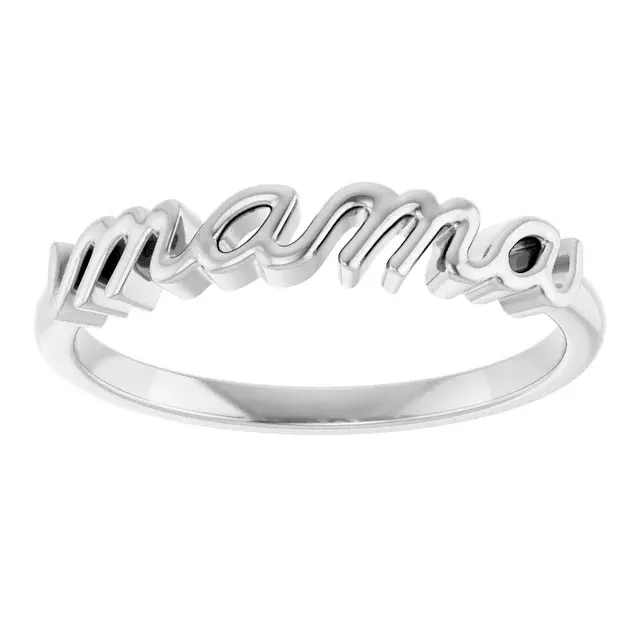 Sterling Silver “Mama” Script Ring, Perfect Mother’s Day Gift, 925 Sterling Silver, Polished Finish, Nickel-Free, Hypoallergenic, and Tarnish-Resistant