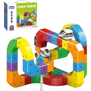 Magnetic Track Car Toy, Creative Configurations, Flexible Magnetic Train Set with Car Tracks (USB Charging), DIY Racing Track Building Kit with Train and Traffic Signs, Suitable for Boys 4-8 and Birthday Party Gifts (81PCS)